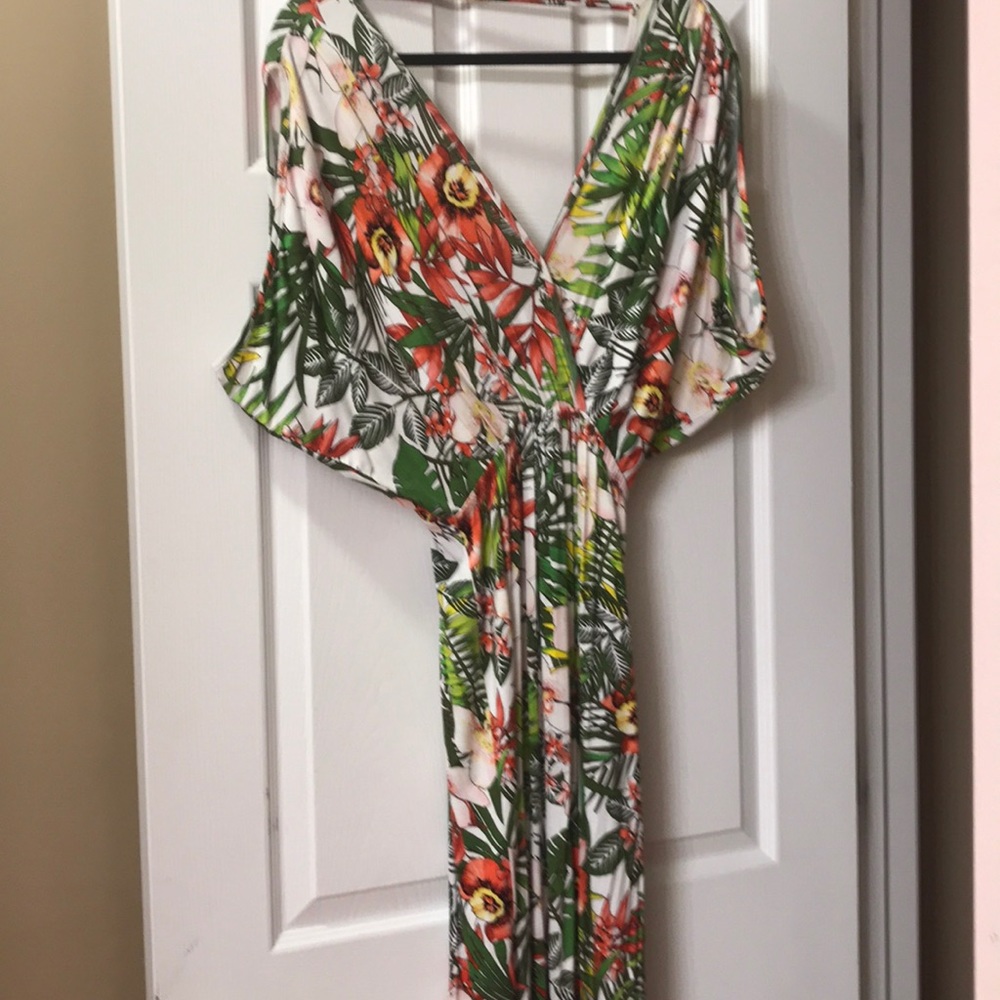 Floral maxi dress green and orange sz small ardenB
